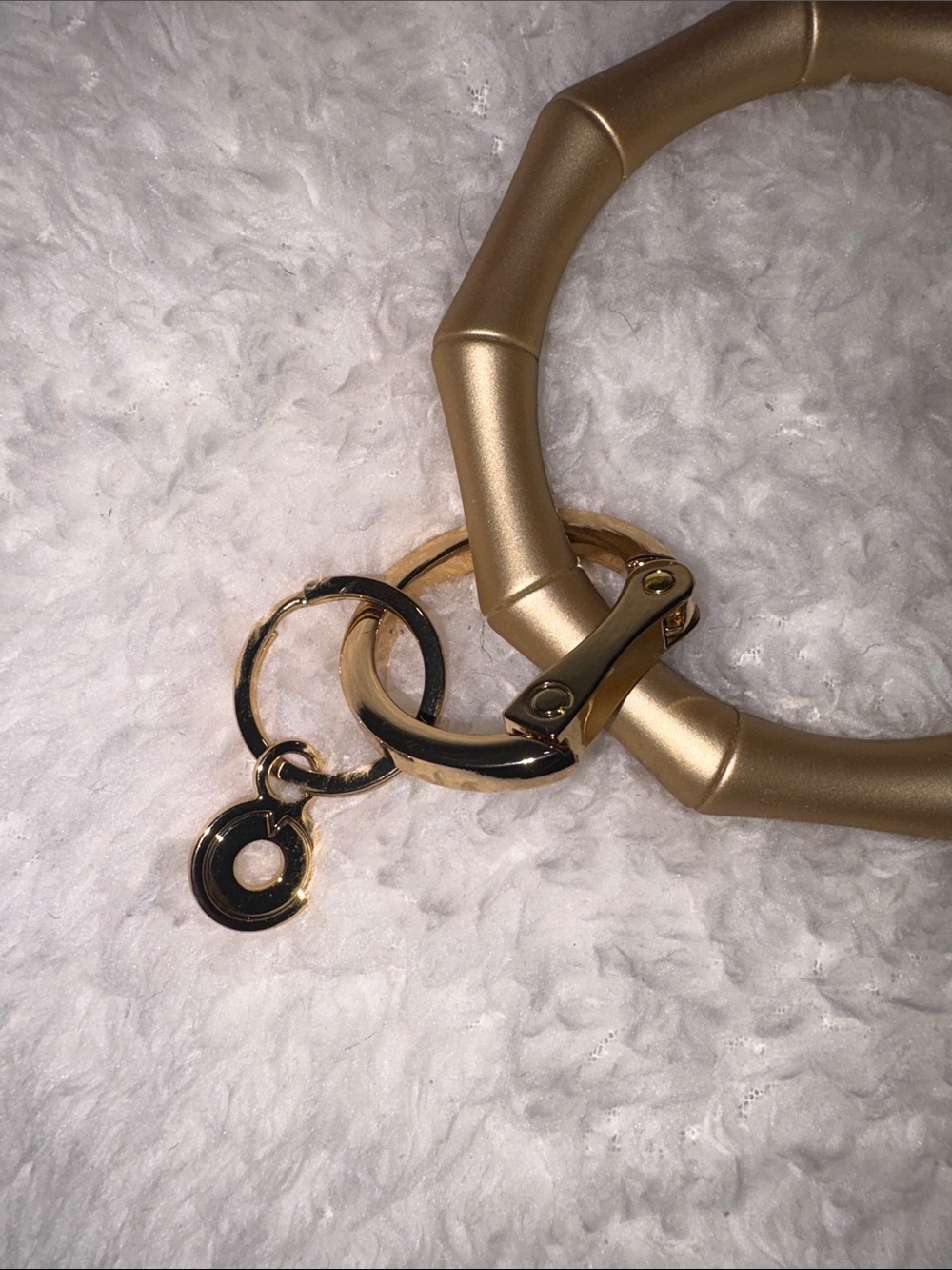 NWT Oventure Silicone Big O Key Ring Gold Rush Bamboo Bracelet Keychain - Picture 2 of 2